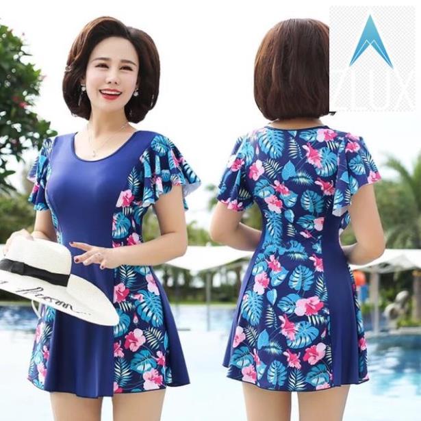 💇 Bikini Đồ bơi đi biển váy phối hoa cho các mẹ trung niên, người lớn tuổi, áo tắm đi biển cho mẹ 💇