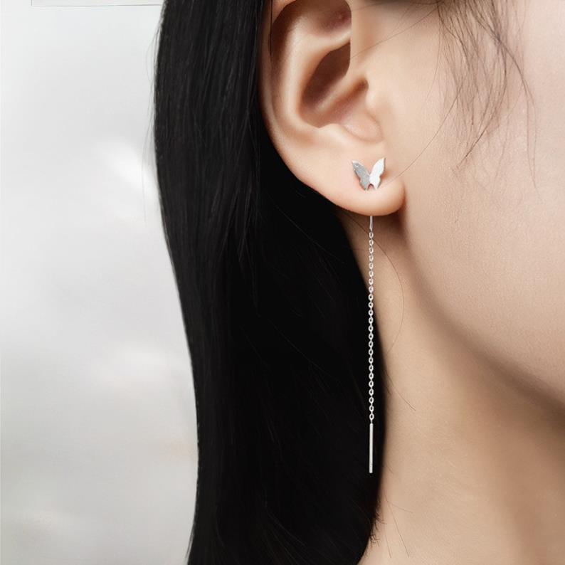 (0163) Khuyên Tai Mặt 🦋✨ Đính Dây Dài Thanh Khiết
