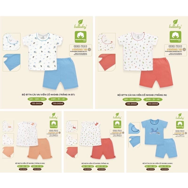 Bộ cộc tay Lullaby bé trai, bé gái