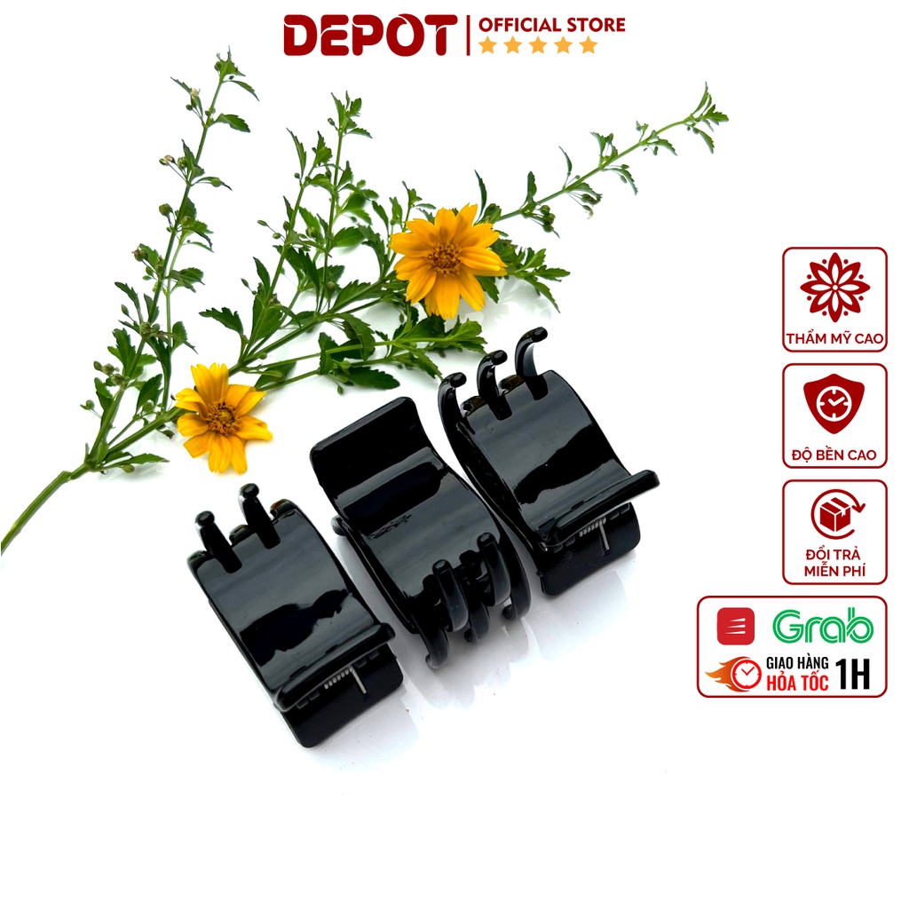 Set kẹp càng cua 3 răng 5 răng màu đen DEPOT, kẹp tóc càng cua tạo xoăn nhẹ phong cách Hàn Quốc