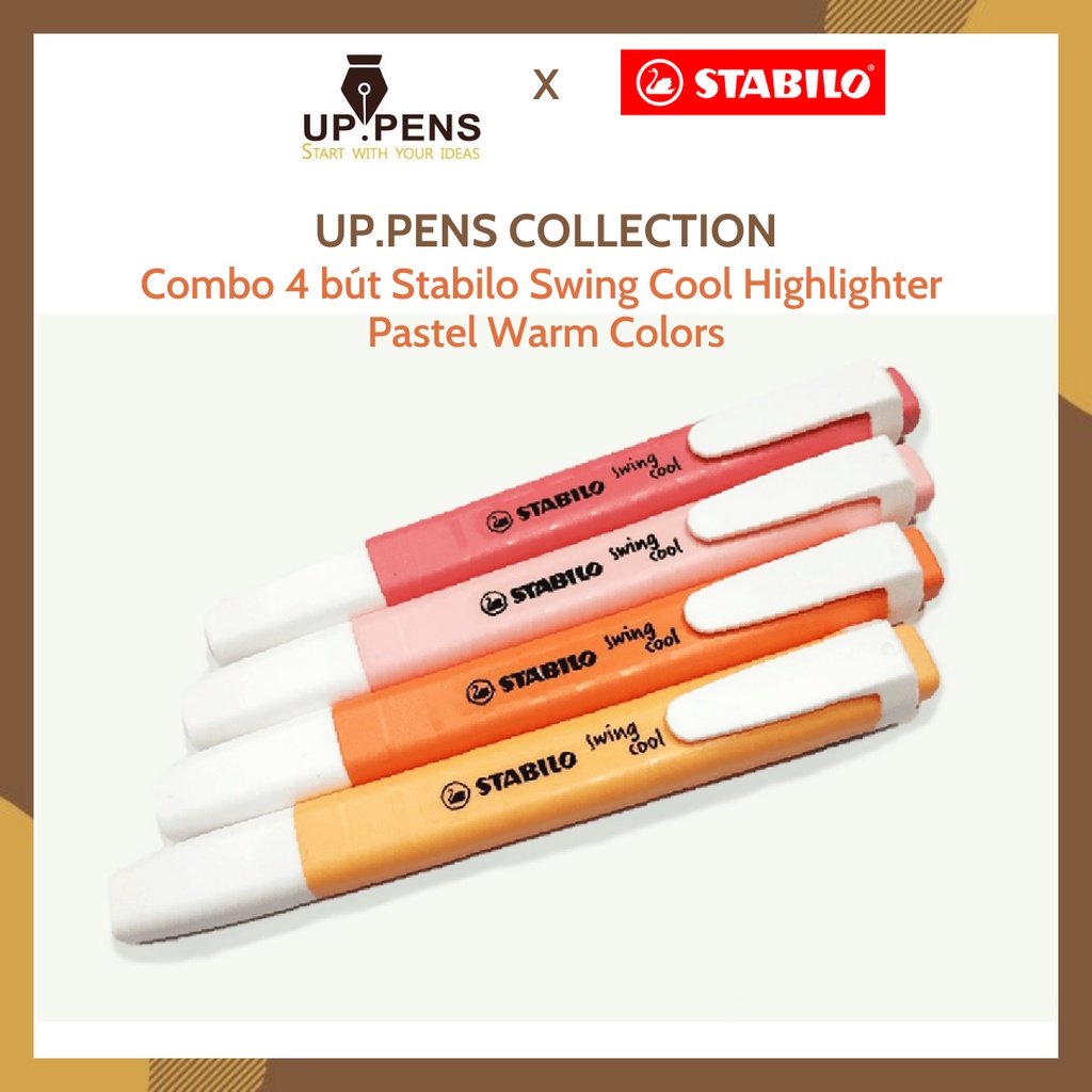 Combo 04 bút dạ quang Stabilo Swing Cool Highlighter – UP.PENS Collection – Pastel Warm Colors