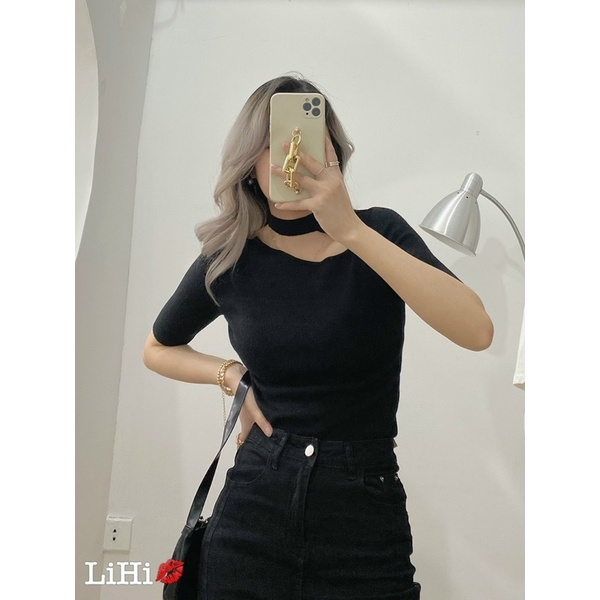 ÁO LEN TĂM CỔ KHOÉT CÁCH ĐIỆU PHONG CÁCH HÀN QUỐC MS16919