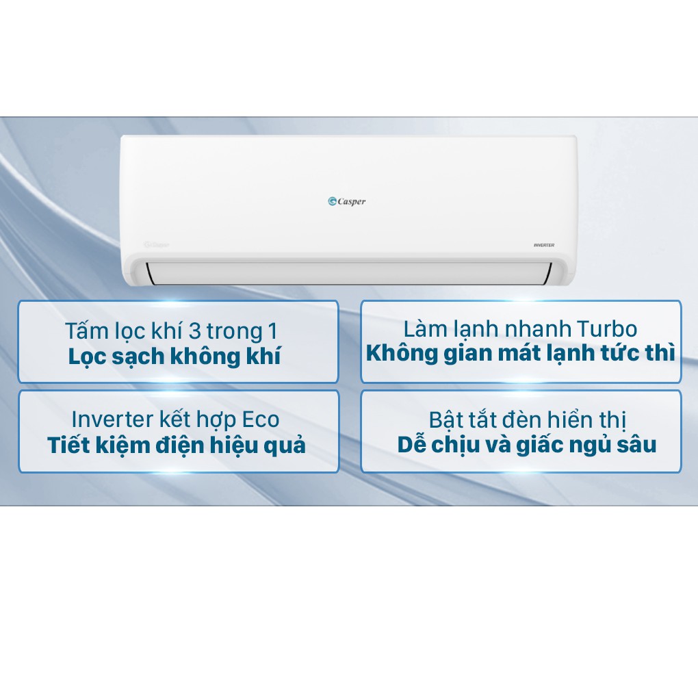 [Mã ELMS5TR giảm 5% đơn 5TR] GC-09IS32-MIỄN PHÍ CÔNG LẮP ĐẶT-Máy lạnh Casper Inverter 1 HP GC-09IS32 Mới 2021