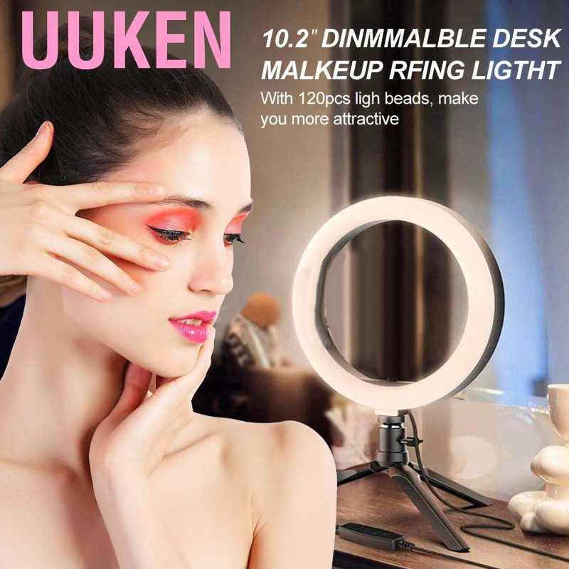 Uuken 3.6 \"Led Ring Light  10 Level Tri Color Beauty Selfie with Lamp Holder Video Camera Makeup Studio Photography Tattoo Fill