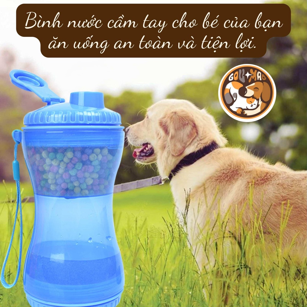 Bình di động có ngăn thức ăn và nước cho thú cưng – Dụng cụ uống nước cầm tay du lịch tiện dụng cho chó mèo