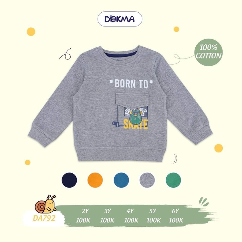 Áo thun dài tay thu đông vải cotton chất dày dặn cho bé trai Dokma sale size 2-6Y DA792 Lamiha