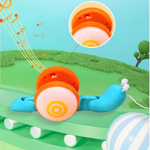 Đồ chơi ốc sên Turbo dây kéo có nhạc và đèn vui nhộn cho bé 1 - 3 tuổi Master Kids