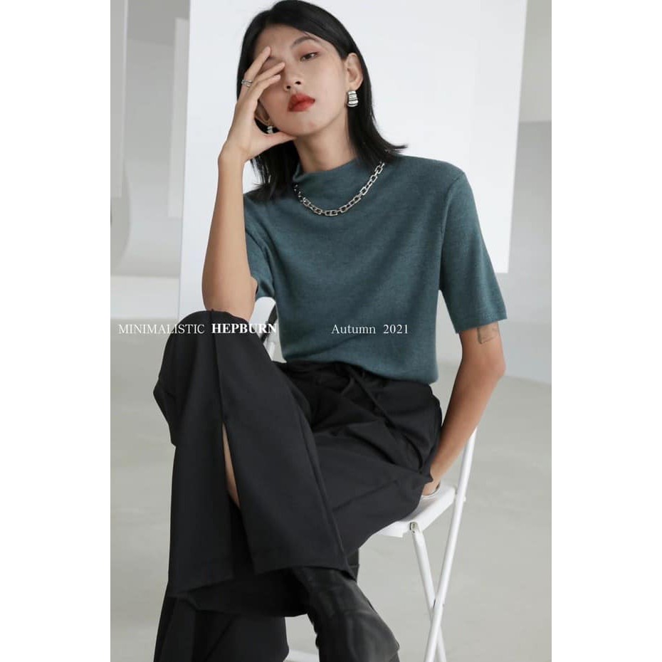 Áo giữ nhiêt len Delys cổ 5 phân thu đông