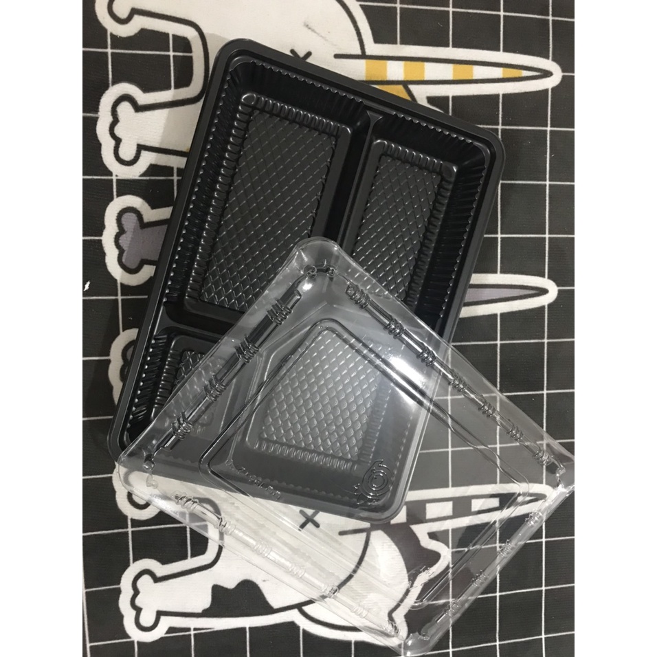 Set 50 hộp đựng cơm 4 ngăn , khay đựng thức ăn ngăn 4 ngăn dùng 1 lần tiện dụng