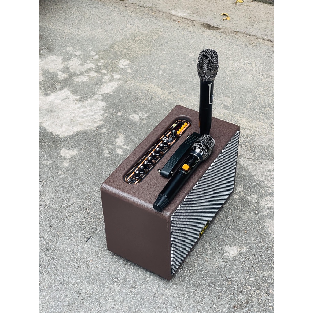 Siêu phẩm loa karaoke di động xách tay T12 chức năng cao cấp giá cực mềm 120w có echo reverb tặng kèm 2 mic không dây
