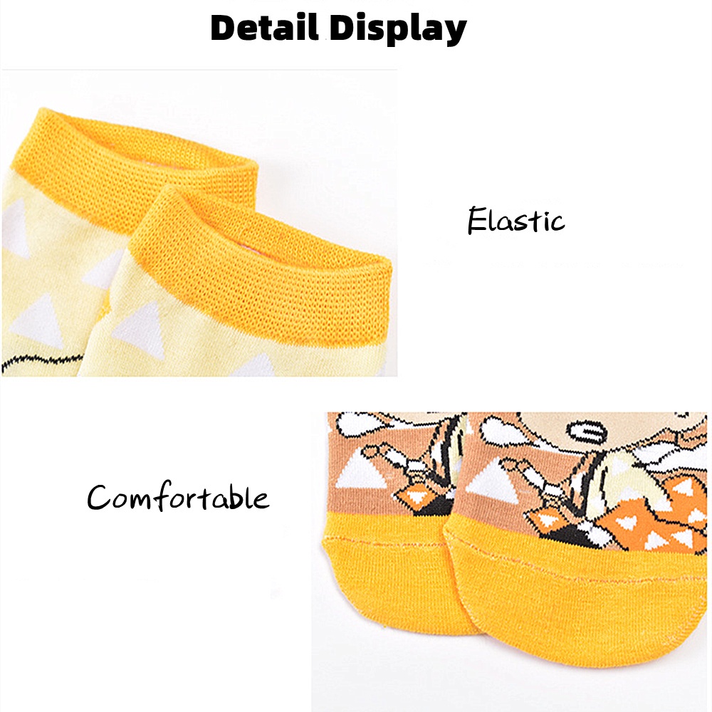 Vớ cotton cổ thấp in họa tiết hoạt hình Demon Slayer 5 màu SOFTNESS