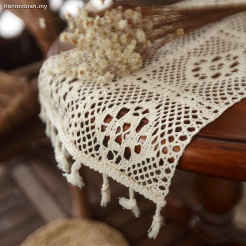 Khăn Trải Bàn Vải Cotton Đan Móc Phong Cách Retro Mỹ Trang Trí Nhà Hàng Quán Cà Phê