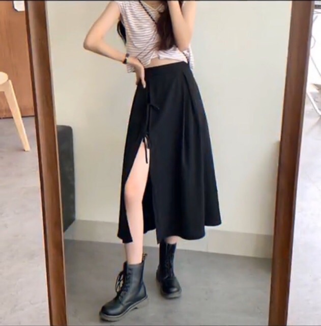 {KÈM VIDEO} CHÂN VÁY MIDI XẺ TÀ KÈM DÂY BUỘC HOT HIT | BigBuy360 - bigbuy360.vn