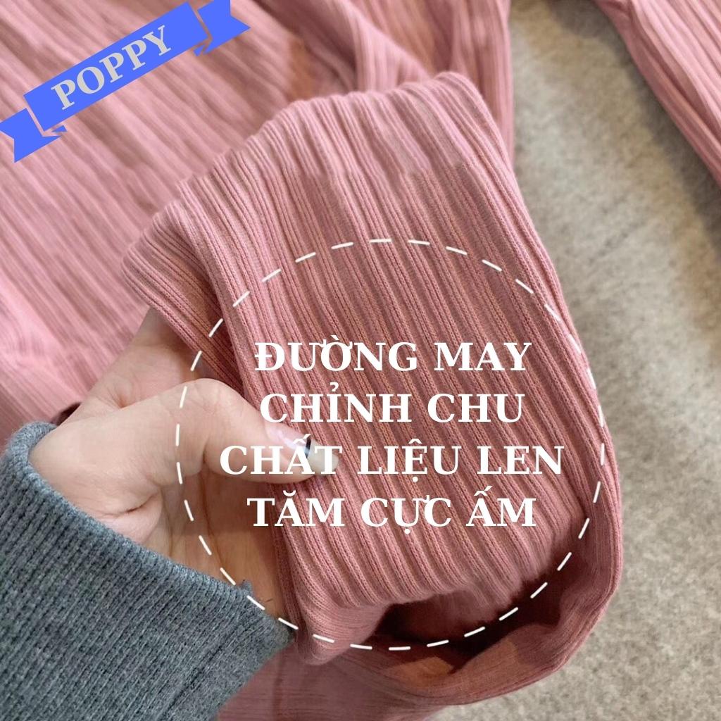 Bộ len tăm giữ nhiệt thu đông nữ bộ ngủ ở nhà siêu ấm áp, Đồ bộ nữ co dãn 4 chiều cao cấp giá rẻ POPPY