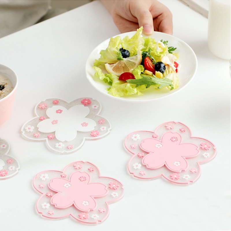Đế Lót Ly Chống Trượt Cách Nhiệt Hình Hoa Anh Đào