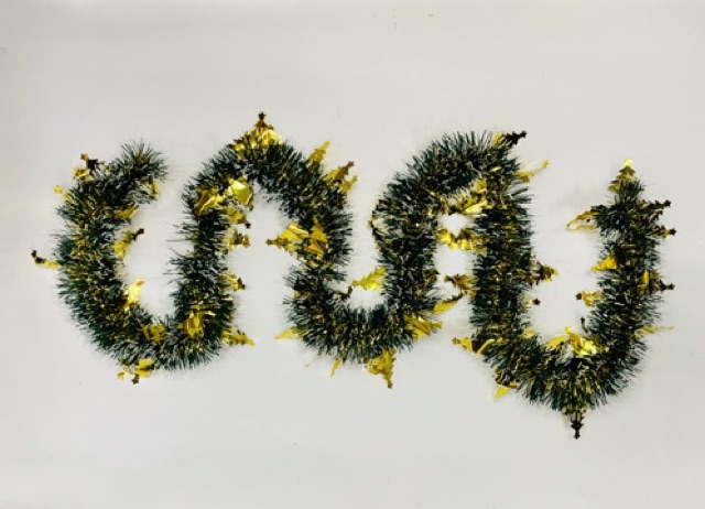 Dây kim tuyến chồn hình chuông sao thông vàng trang trí cây thông noel