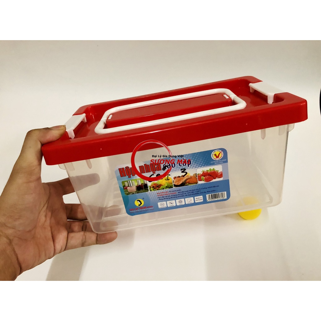[Giá Sỉ] Hộp Nhựa Đựng Thực Phẩm Có Nắp 1,25 / 3,3 Lít Loại 2 Quai Tân Lập Thành