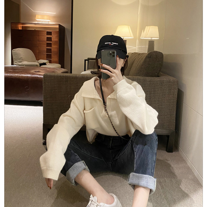 Áo Sweater dáng rộng cổ chữ V phong cách cổ điển Hàn Quốc | BigBuy360 - bigbuy360.vn