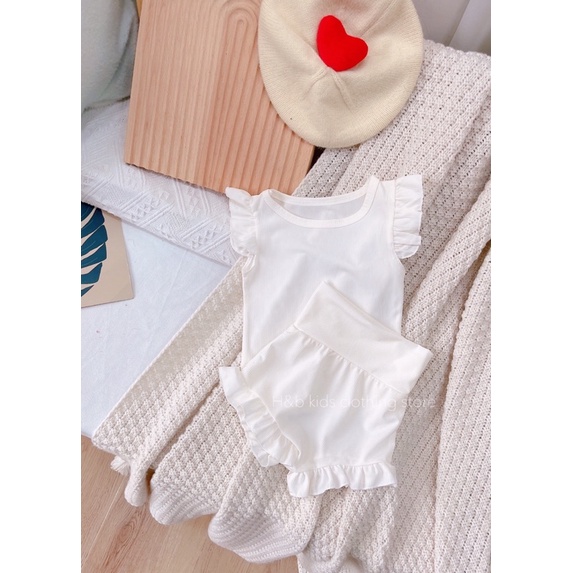 Set Bộ Cotton Tăm 3 Lỗ Tay Bèo Cho Bé Gái Size 8-20kg