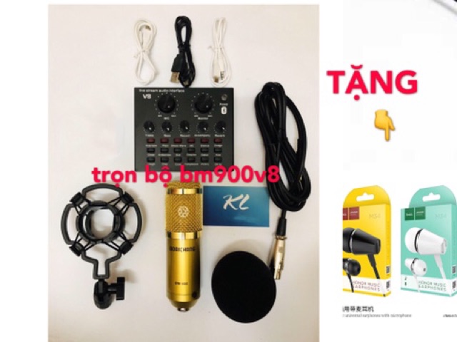 BỘ KARAOKE LIVESTREAM thu âm BM900 soundcard V8 kèm clip test, hát cực hay như ca sĩ chuyên nghiệp