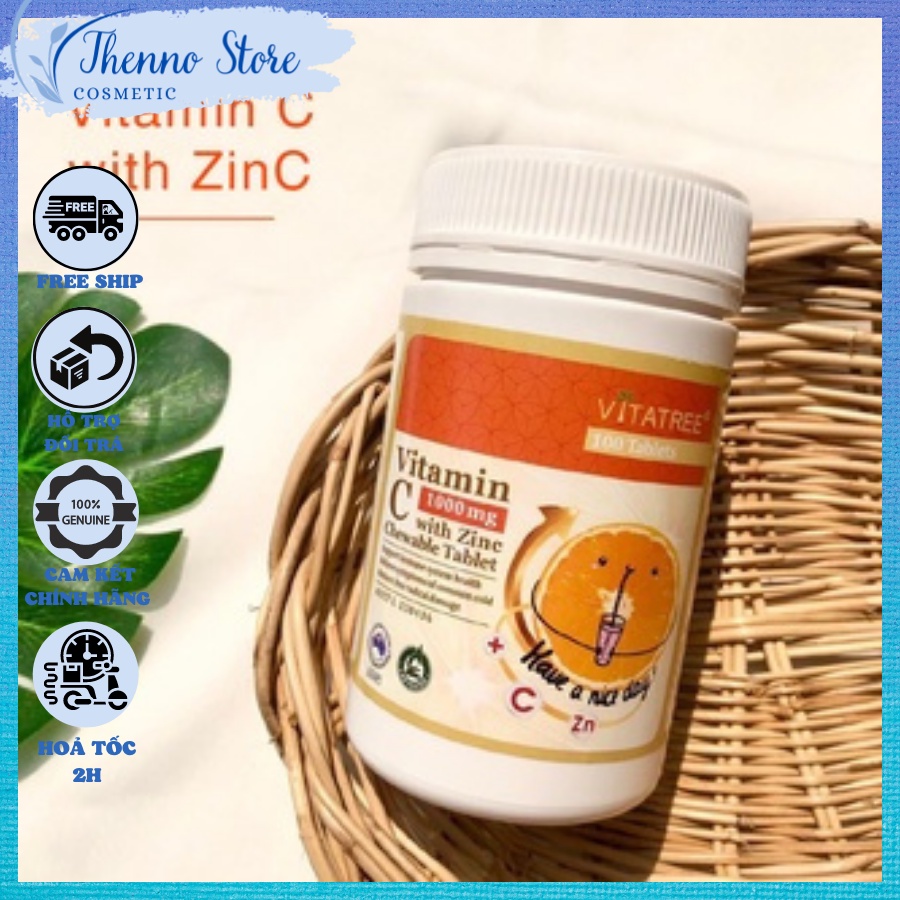 Viên Nhai Viatree Vitamin C 1000mg With Zinc Chewable Tablet Úc Bổ Sung Vitamin C Cho Cơ Thể 100 Viên