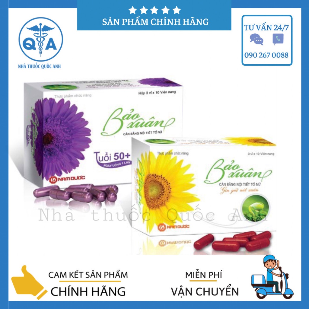 Viên uống Bảo Xuân chiết xuất từ Vitamin E thiên nhiên và mầm đậu nành giúp cân bằng nội tiết tố Nữ Hộp 30 viên