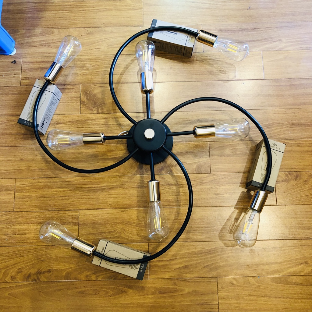 Đèn treo trần, đèn trang trí phòng khách chữ S 6 tay, 8 tay DCH 1190