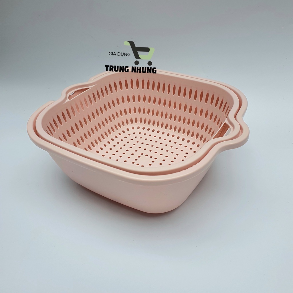 Bộ rổ nhựa kèm chậu, rổ đựng hoa quả