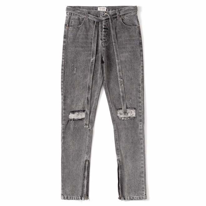 Quần jeans Fear Of God belted distressed selvedge denim jeans