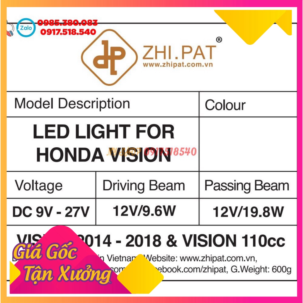 Chóa led 2 tầng Vision 2014 - 2020 Zhipat chính hãng full box (Ảnh Sp thật)
