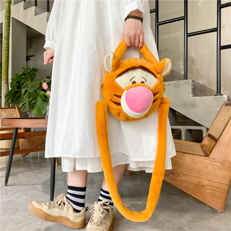 DISNEY Túi Tote Đeo Vai Hình Gấu Pooh/Hổ Hoạt Hình Nhồi Bông Dễ Thương Dùng Làm Quà Tặng Cho Bạn Gái