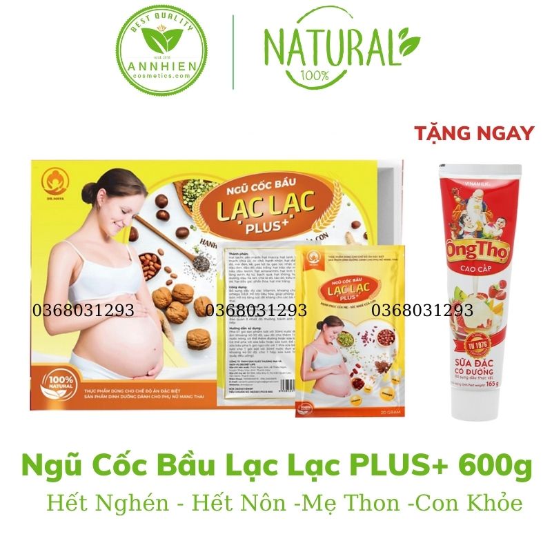 [Quà Tặng] Ngũ Cốc Mẹ Bầu Lạc Lạc Plus+ 600g (30 gói )Tiện Lợi - Bổ Sung Dinh Dưỡng cho Mẹ - Hạn Chế Tiểu Đường Thai Kỳ