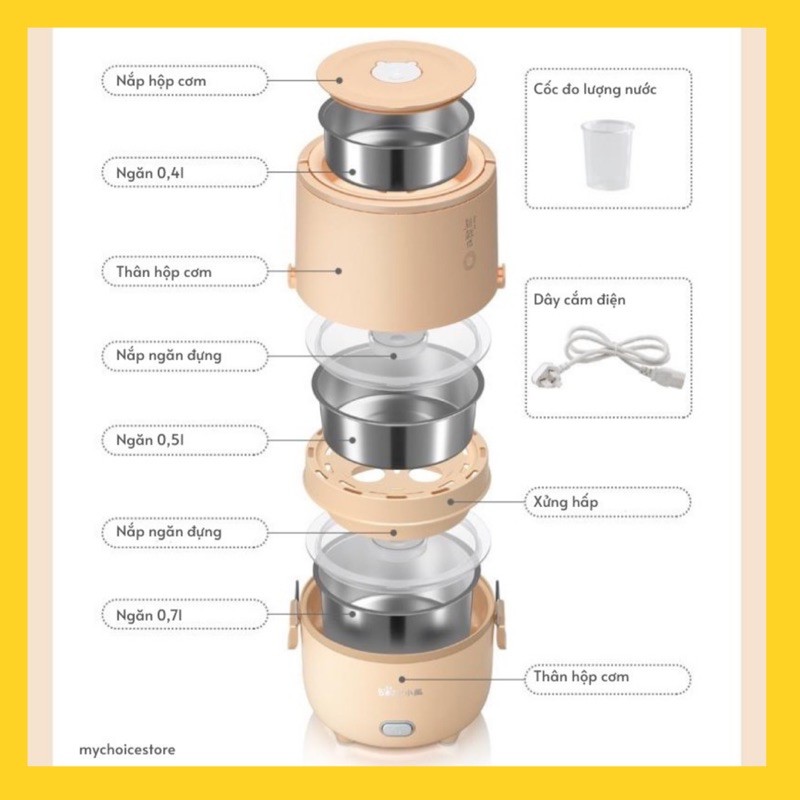 Hộp cơm cắm điện hâm nóng đa năng văn phòng Bear DFH-B15N1 ảnh thật [CMART.COM.VN] | BigBuy360 - bigbuy360.vn