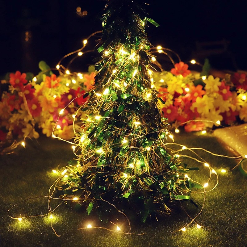 Dây đèn LED đồng mini hoạt động pin chống thấm nước DIY có hộp pin trang trí Giáng Sinh năm mới cổ tích