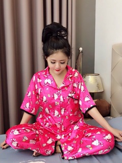 ĐỒ BỘ PHI BÓNG LỤA TAY LỬNG QUẦN DÀI