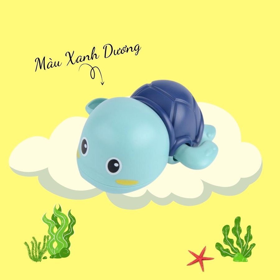 Rùa thả bể bơi vặn cót cho bé tắm, Đồ chơi phòng tắm cho bé, đồ chơi nhà tắm màu sắc tươi sáng, chất liệu nhựa an toàn