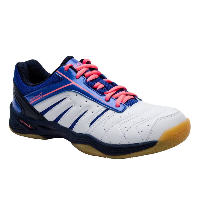 Giày chơi cầu lông Decathlon PERFLY lite cho nữ - trắng xanh dương size 40