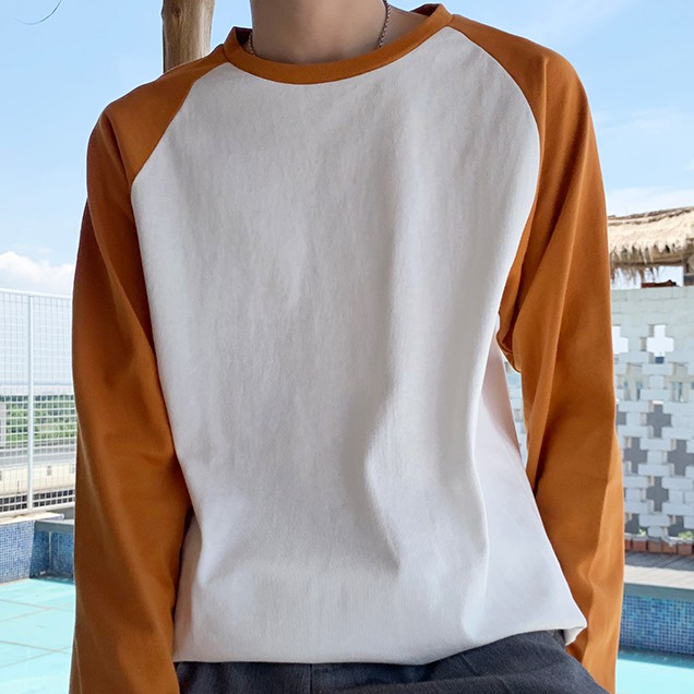 Áo thun dài tay raglan unisex , áo thu đông nam nữ tay dài cổ tròn thiết kế basic