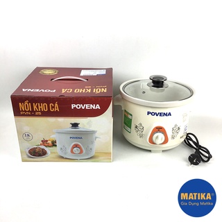 Nồi kho cá 🎯 POVENA 🎯 Nồi nấu chậm đa năng chính hãng dung tích 2,5L gốm sứ cao cấp PVN-25