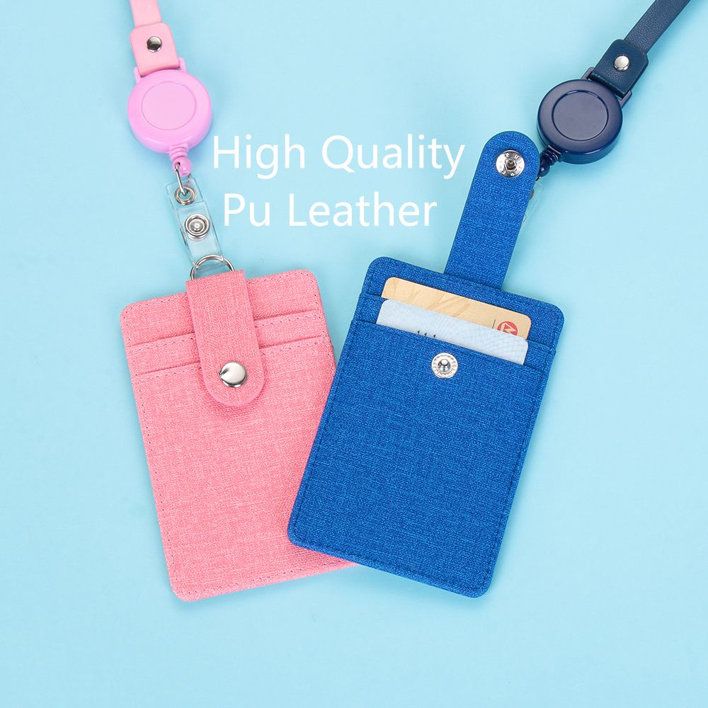 Bao Da Đựng Thẻ ID Và Dây Đeo Có Thể Thu Gọn Tiện Dụng Nhiều Màu Sắc