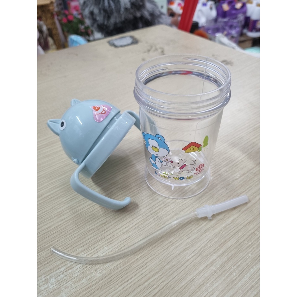 Bình hút tập uống nước cho bé có vạch chia, chống sặc, chống đổ, an toàn dung tích 200 Ml nhựa Việt Nhật