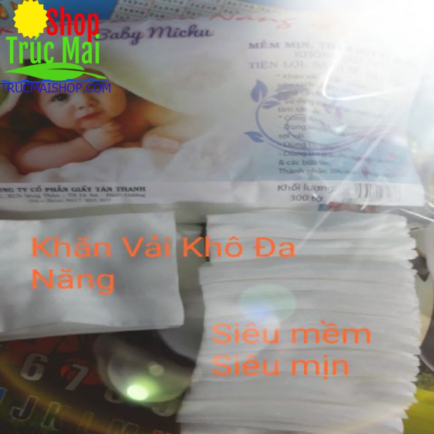 Khăn vải khô đa năng Baby Michu 300 tờ
