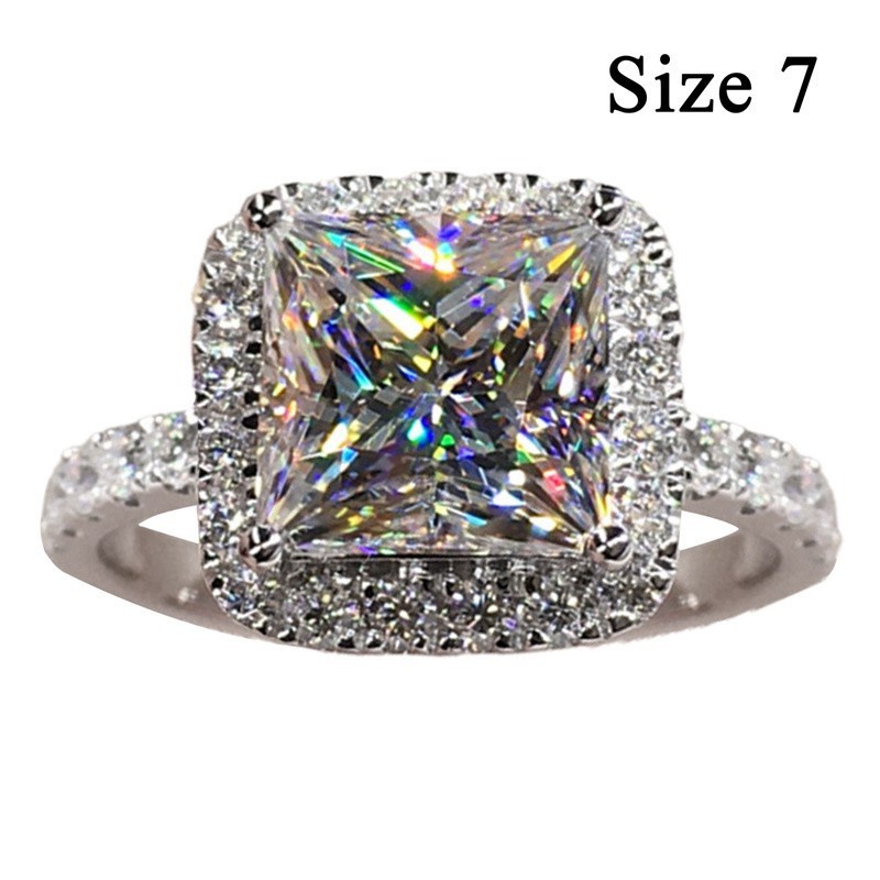 Nhẫn Đính Hôn Đính Đá Zircon Chất Lượng Cao Thời Trang Cho Nữ