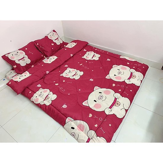 Bộ 3 Món Ga Gối Cotton Poly Mẫu HEO ĐỎ TO- LỢN ĐỎ ĐỦ KÍCH THƯỚC CHỌN LỰA