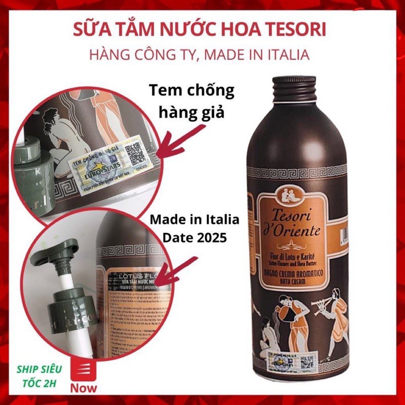 [ HÀNG CHÍNH HÃNG ] Sữa Tắm Nước Hoa Ý Tesori Hương Sen Chai Nhôm Màu Nâu 250ml - 500ml | BigBuy360 - bigbuy360.vn