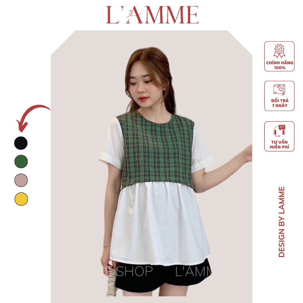 Áo sơ mi bầu Linda Top chất mềm mại, thích hợp đi làm, lịch sự, có khóa mở ti 2 bên ngực by LAMME