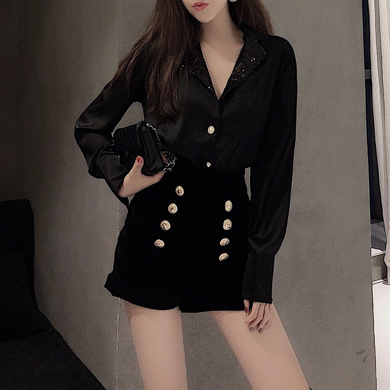 Quần sooc nhung gân Quảng châu nhiều khuy hàng đẹp