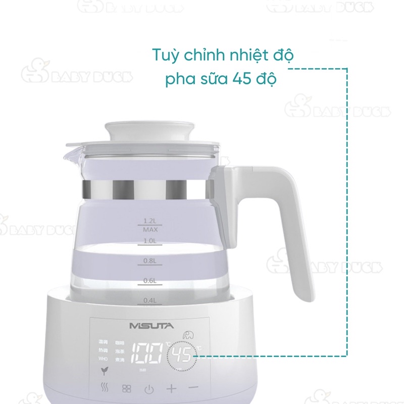  BÌNH ĐUN NƯỚC PHA SỮA MISUTA CHO BÉ CÓ ĐIỀU KHIỂN 0,8 hoặc 1,2L