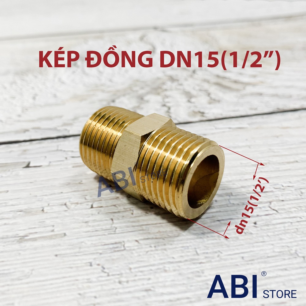 Kép đồng 21 (dn15 - 1/2'') không rò rỉ nước, nối 2 đầu ren ngoài hàng dày đẹp
