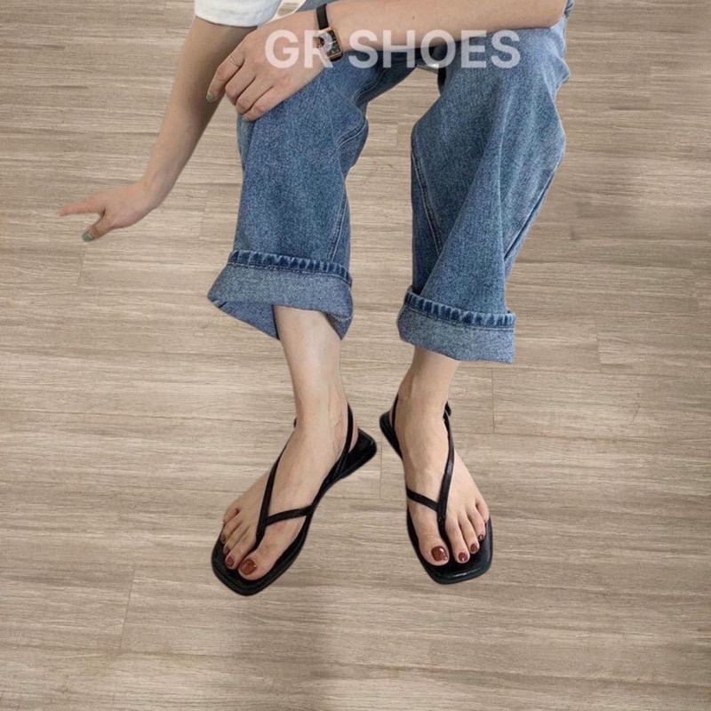 Sandal kẹp da mềm dây xéo eo lót đệm siêu êm